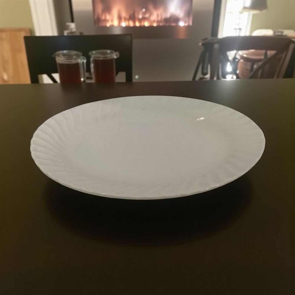 Old Vintage Bone White by Sheffield 11-5/8" Oval Serving Platter Swirl Rim USA